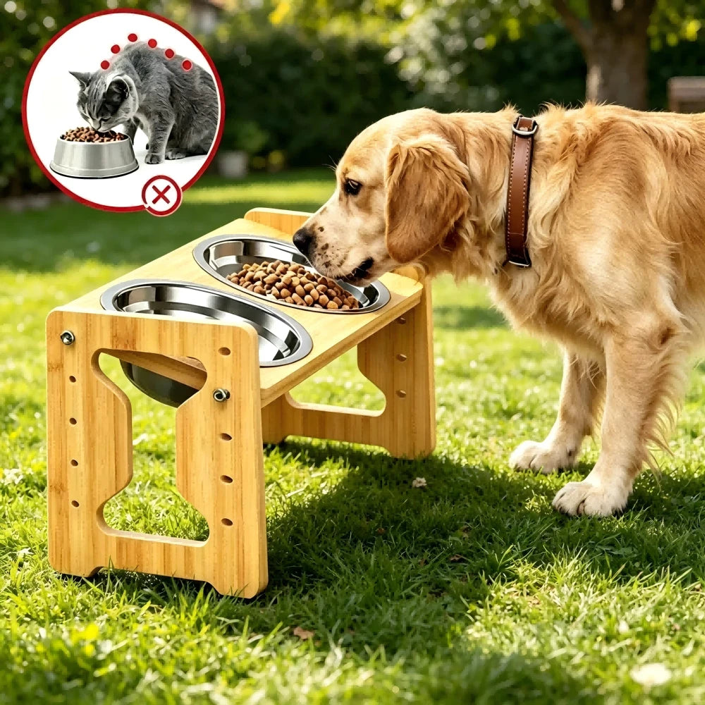 Elevated Wooden Pet Feeder