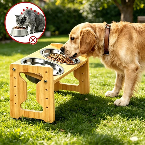 Elevated Wooden Pet Feeder