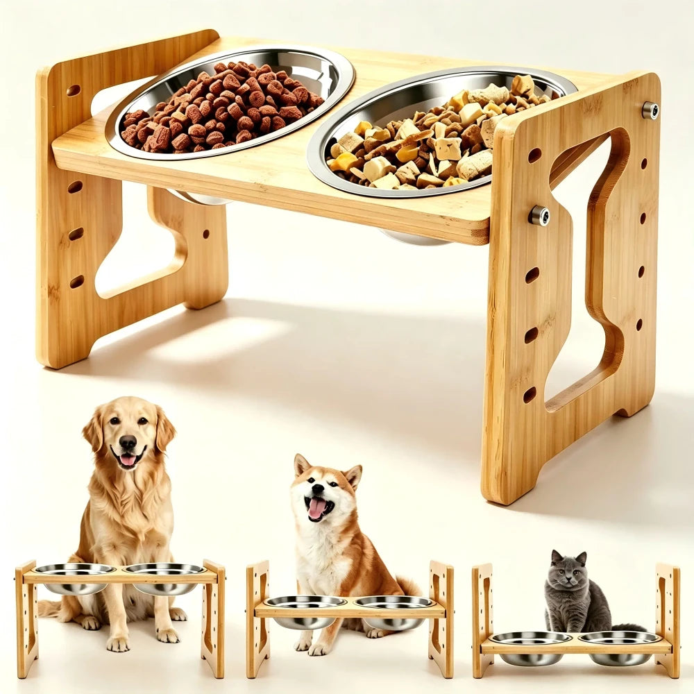 Elevated Wooden Pet Feeder