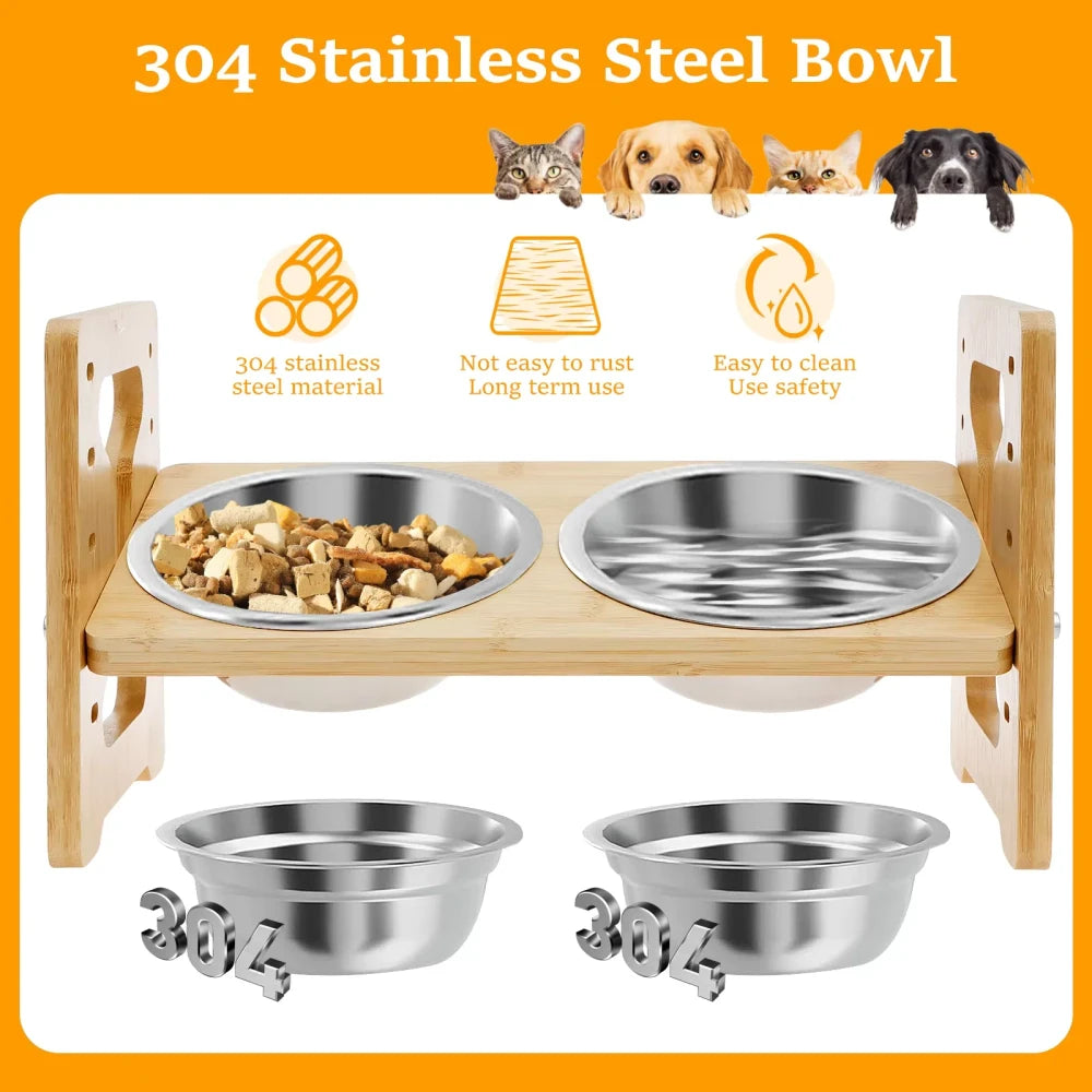 Elevated Wooden Pet Feeder