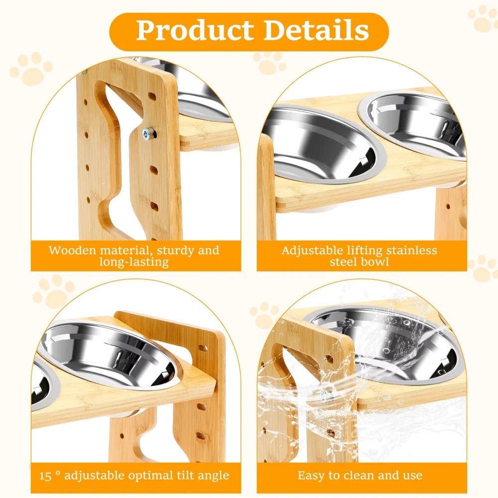 Elevated Wooden Pet Feeder